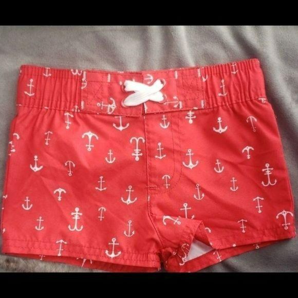 Cat and Jack Red Anchor 3-6 Months Swim Trunks - Picture 2 of 7